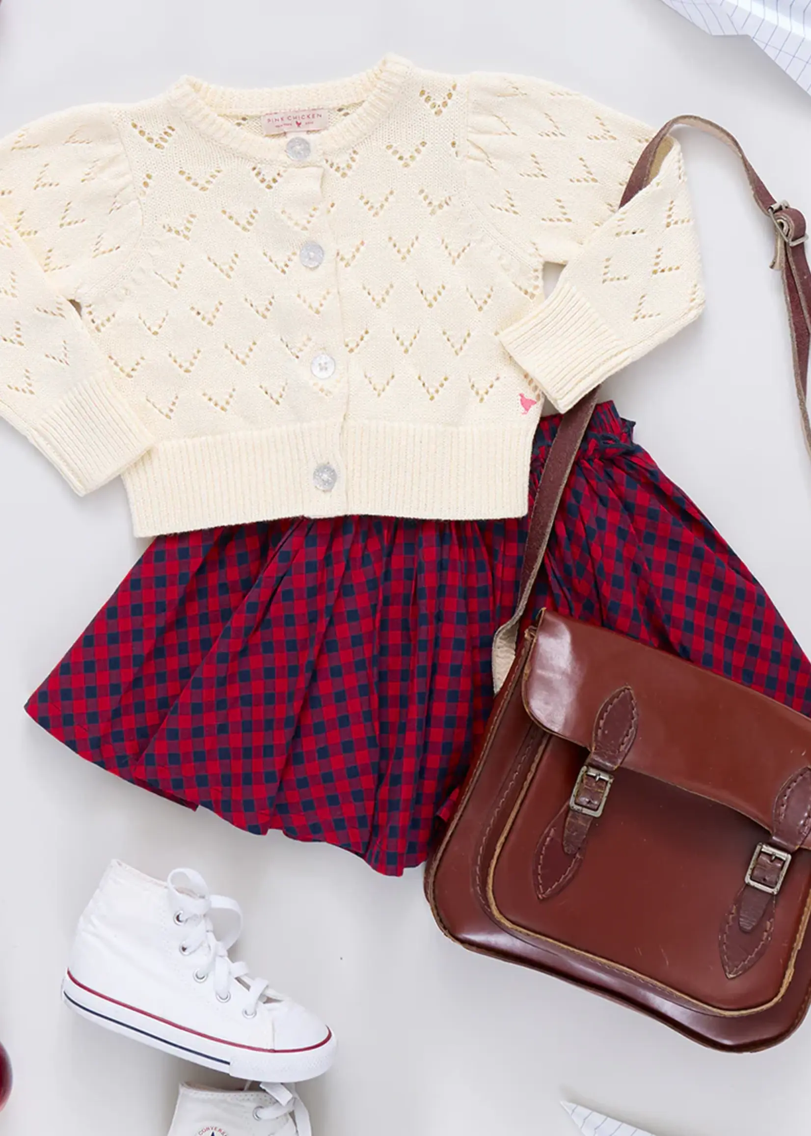 Pink Chicken gianna skirt red blue check