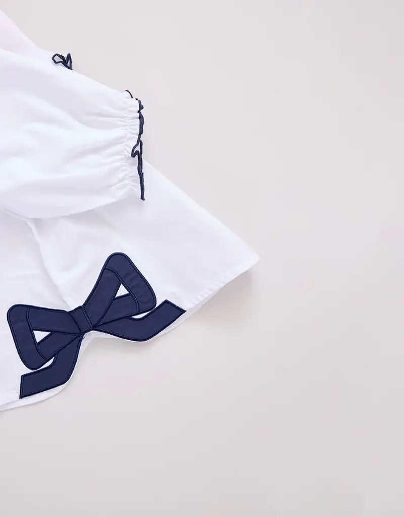 Pink Chicken dana bow top white