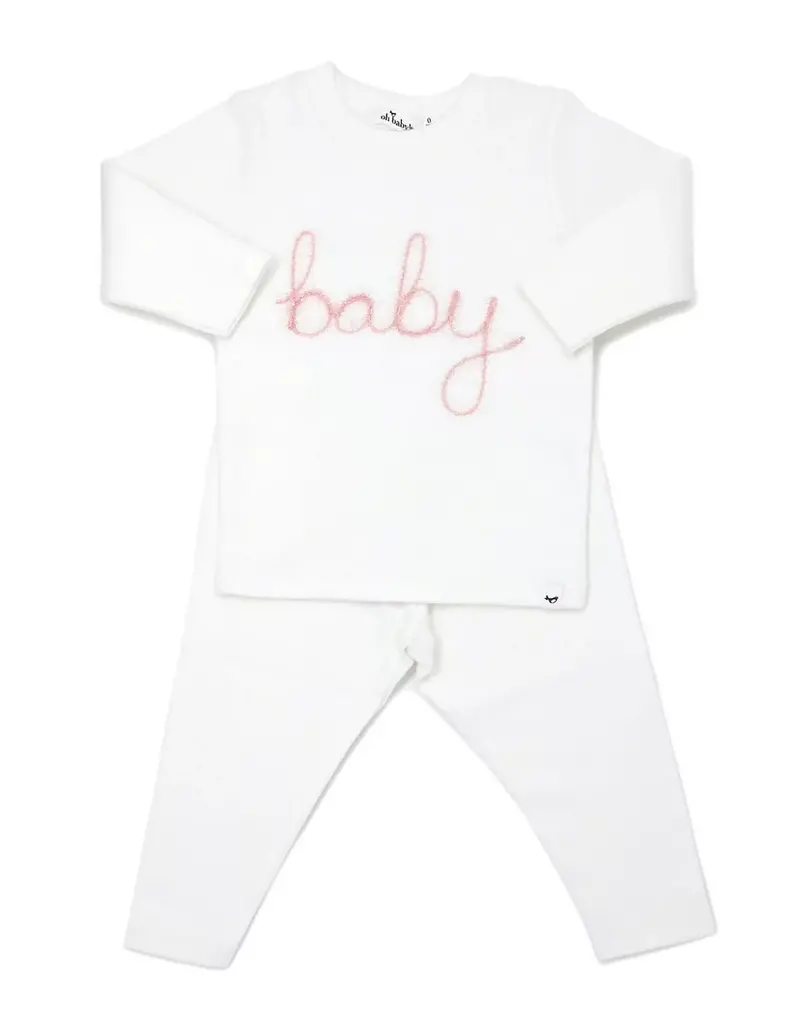 oh baby! Baby Pink Sparkle Embr 2pc Set