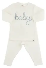 oh baby! 'BABY' FOG EMBROIDERED 2PC SET CREAM