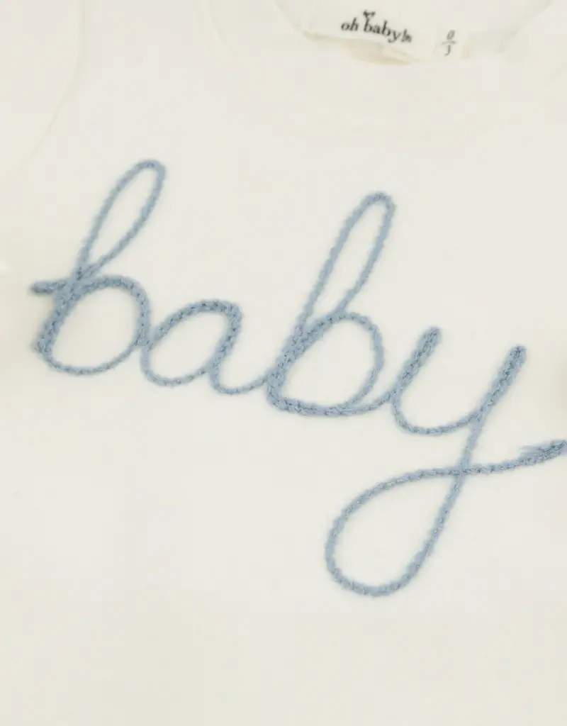 oh baby! 'BABY' FOG EMBROIDERED 2PC SET CREAM