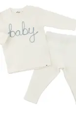 oh baby! 'BABY' FOG EMBROIDERED 2PC SET CREAM
