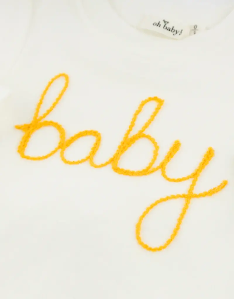 oh baby! 'BABY' GOLDEN EMBROIDERED 2PC SET CREAM