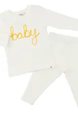 oh baby! 'BABY' GOLDEN EMBROIDERED 2PC SET CREAM