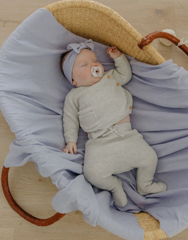 Copper Pearl Rib Knit Blanket Periwinkle