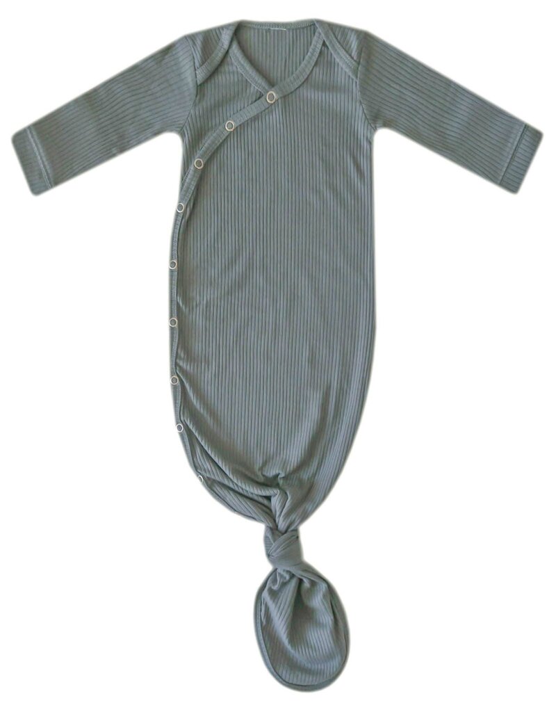 Copper Pearl Newborn Rib Knit Knotted Gown Moss