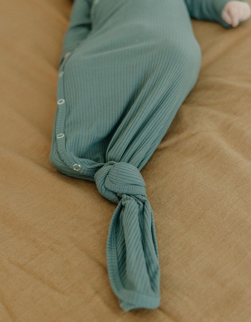 Copper Pearl Newborn Rib Knit Knotted Gown Moss