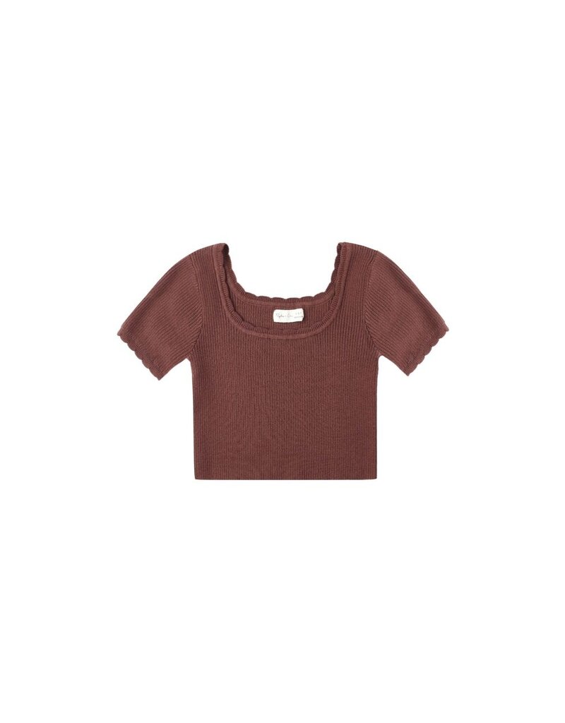 Rylee + Cru Inc. SCALLOP TEE BURGUNDY