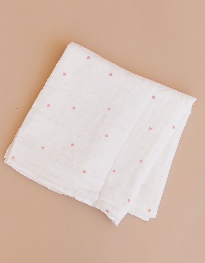 The Blueberry Hill Strawberry Organic Muslin Blanket