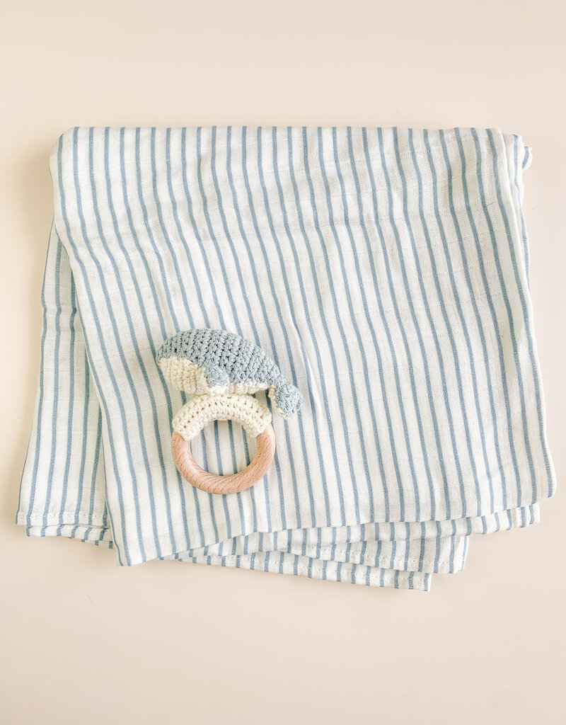 The Blueberry Hill Blue Stripe Organic Muslin Blanket