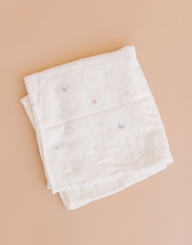 The Blueberry Hill Nautical Ocean Organic Muslin Blanket