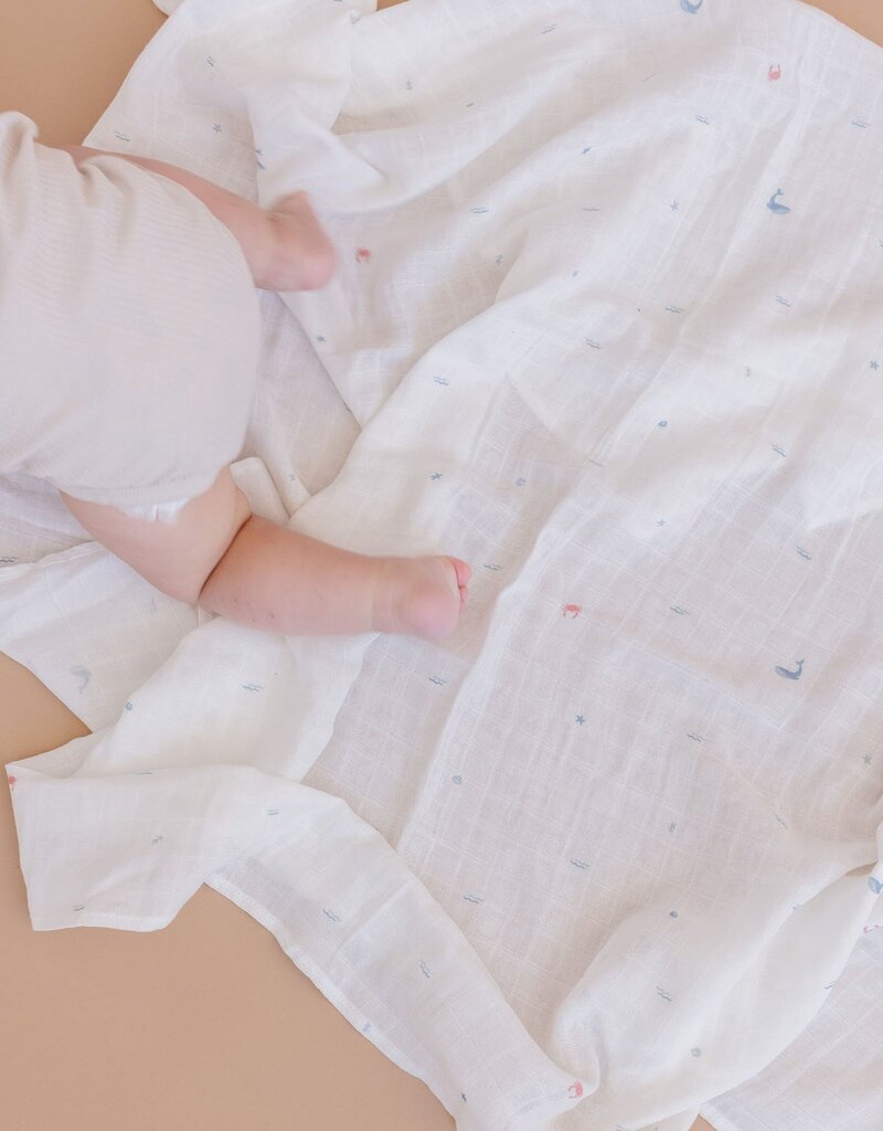 The Blueberry Hill Nautical Ocean Organic Muslin Blanket