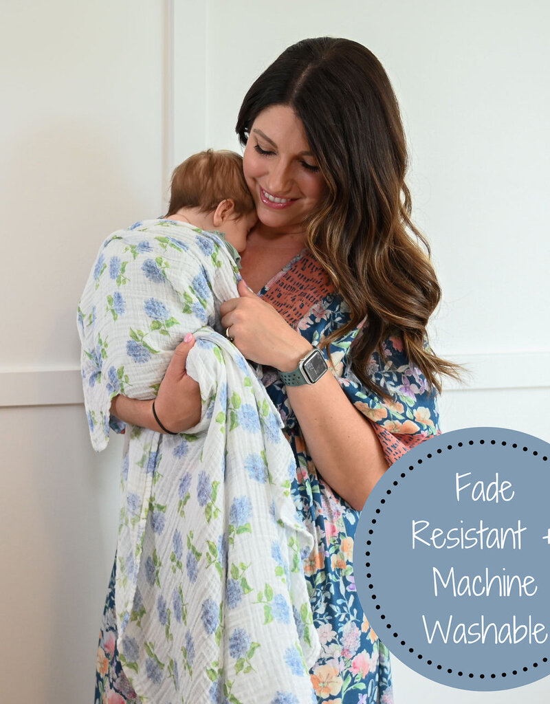 LollyBanks You Had Me At Hydrangea Baby Muslin Swaddle