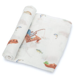 LollyBanks Gone Fishing Baby Muslin Swaddle