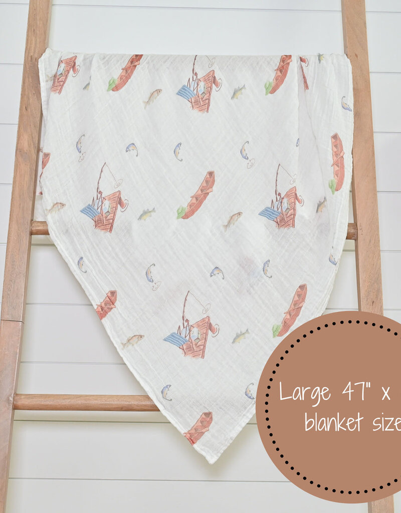LollyBanks Gone Fishing Baby Muslin Swaddle