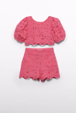 Abel & Lula Embroidered Bermuda Set Fuchsia