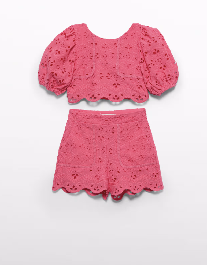 Abel & Lula Embroidered Bermuda Set Fuchsia
