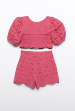 Abel & Lula Embroidered Bermuda Set Fuchsia