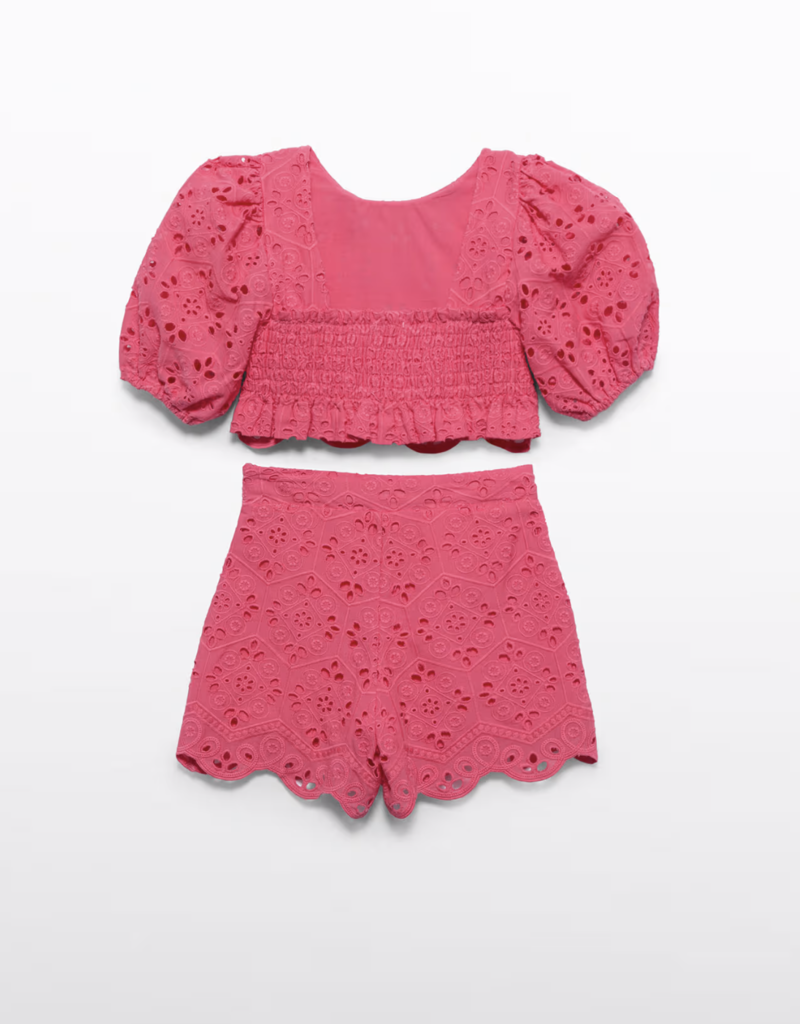 Abel & Lula Embroidered Bermuda Set Fuchsia