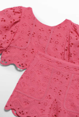 Abel & Lula Embroidered Bermuda Set Fuchsia