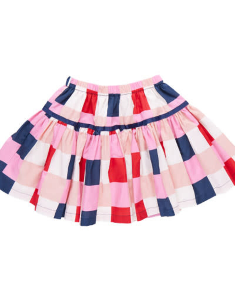 Pink Chicken maribelle skirt navy red check