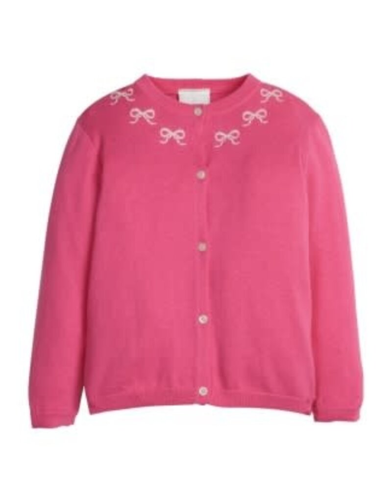 Little English Embroidered Essential Cardigan Pink Bows