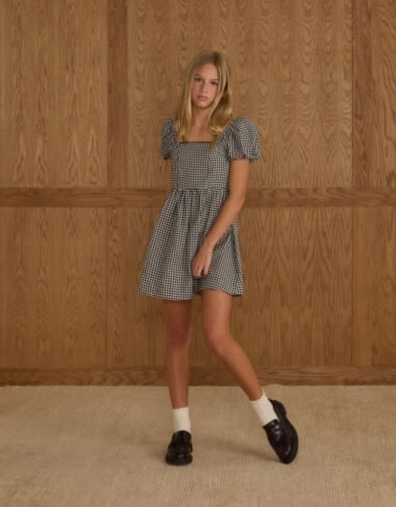 Rylee + Cru Inc. AXEL DRESS || BLACK GINGHAM TEEN BLACK