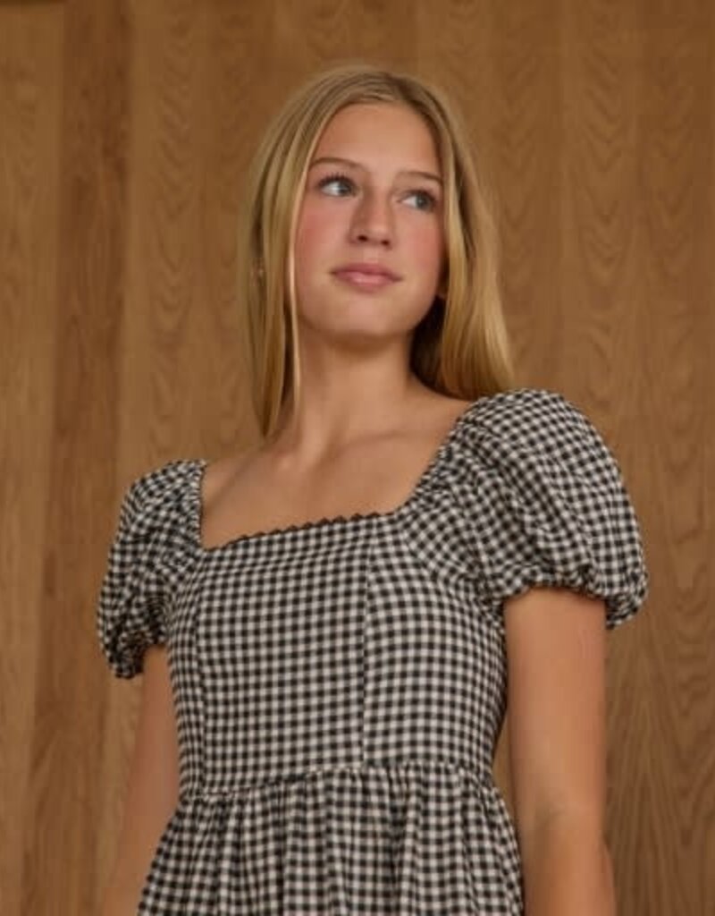 Rylee + Cru Inc. AXEL DRESS || BLACK GINGHAM TEEN BLACK
