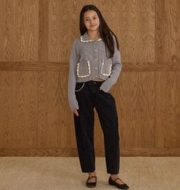 Rylee + Cru Inc. SALE COLLARED CARDIGAN || DUSTY BLUE TEEN