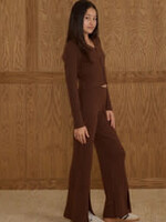 Rylee + Cru LLC SALE. RIBBED KNIT PANT || BROWN TEEN