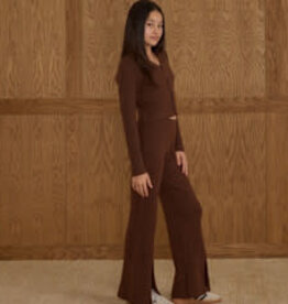 Rylee + Cru Inc. RIBBED KNIT PANT || BROWN TEEN