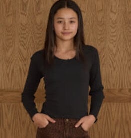 Rylee + Cru Inc. SALE RIBBED LONG SLEEVE || BLACK TEEN
