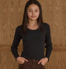 Rylee + Cru LLC SALE RIBBED LONG SLEEVE || BLACK TEEN