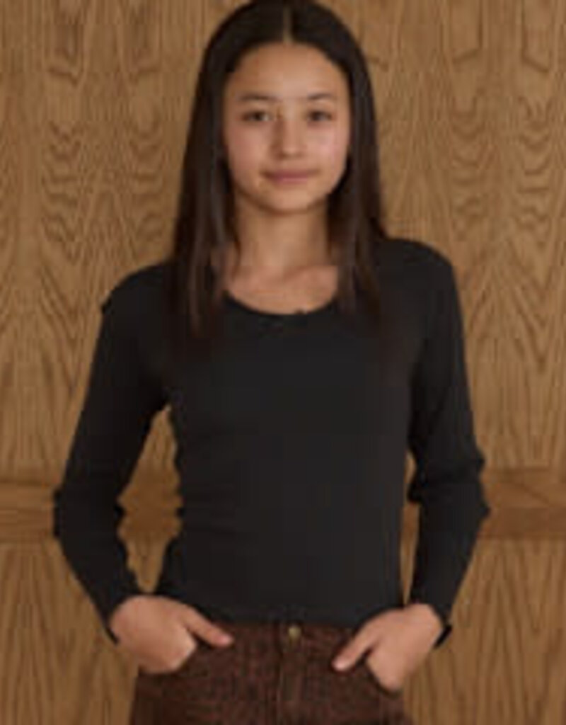 Rylee + Cru LLC RIBBED LONG SLEEVE || BLACK TEEN