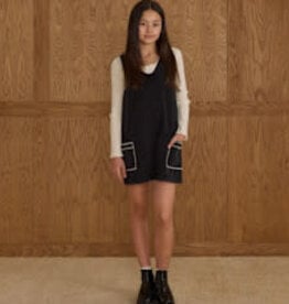 Rylee + Cru Inc. SALE V-NECK OVERALL DRESS || WASHED BLACK TEEN