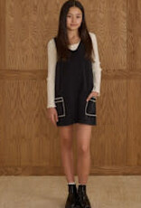 Rylee + Cru Inc. V-NECK OVERALL DRESS || WASHED BLACK TEEN