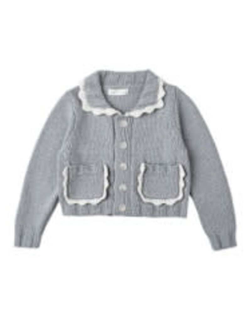 Rylee + Cru Inc. COLLARED CARDIGAN DUSTY BLUE
