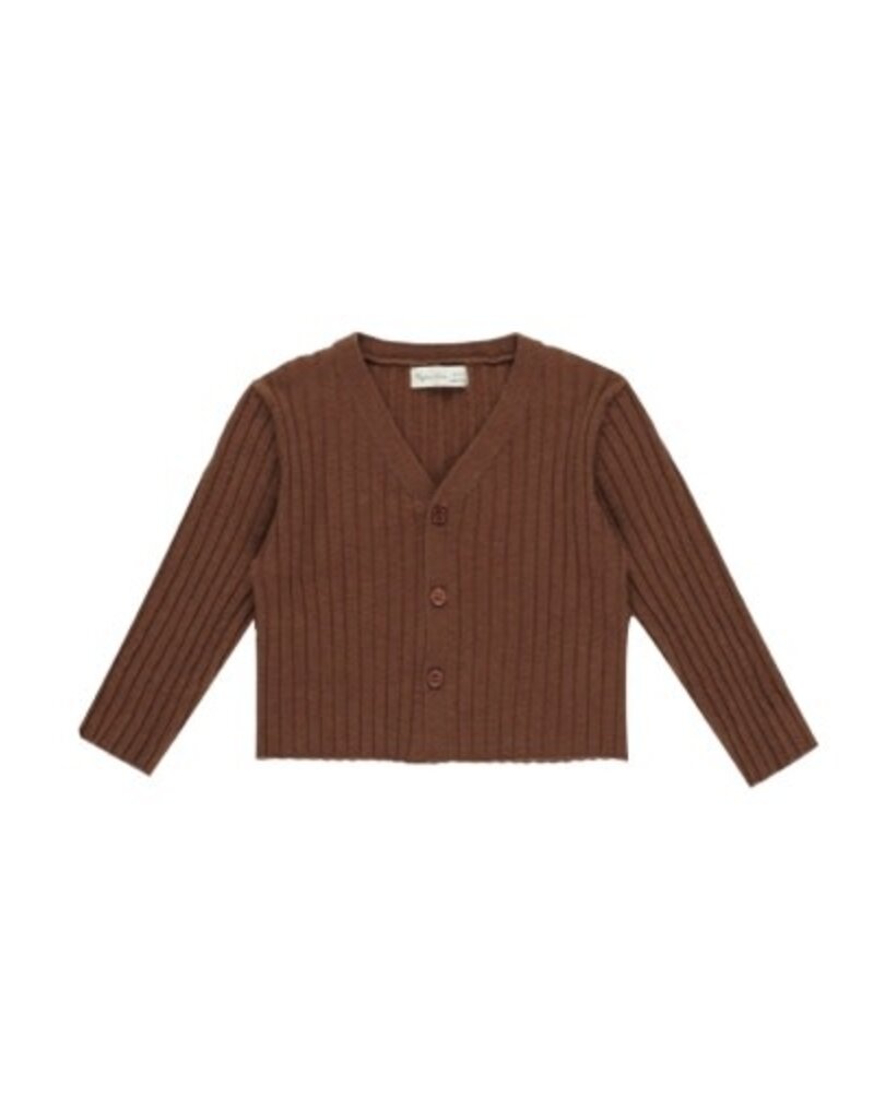 Rylee + Cru Inc. L/S KNIT BUTTON TOP BROWN