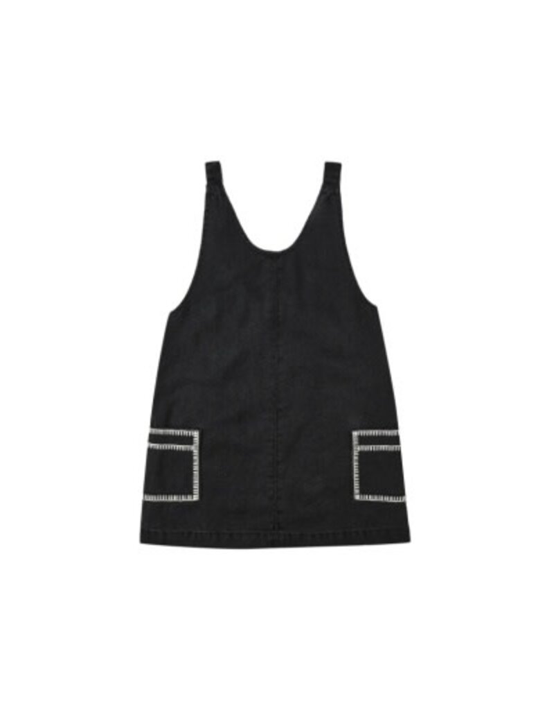 Rylee + Cru Inc. V-NECK OVERALL DRESS WASHED BLACK