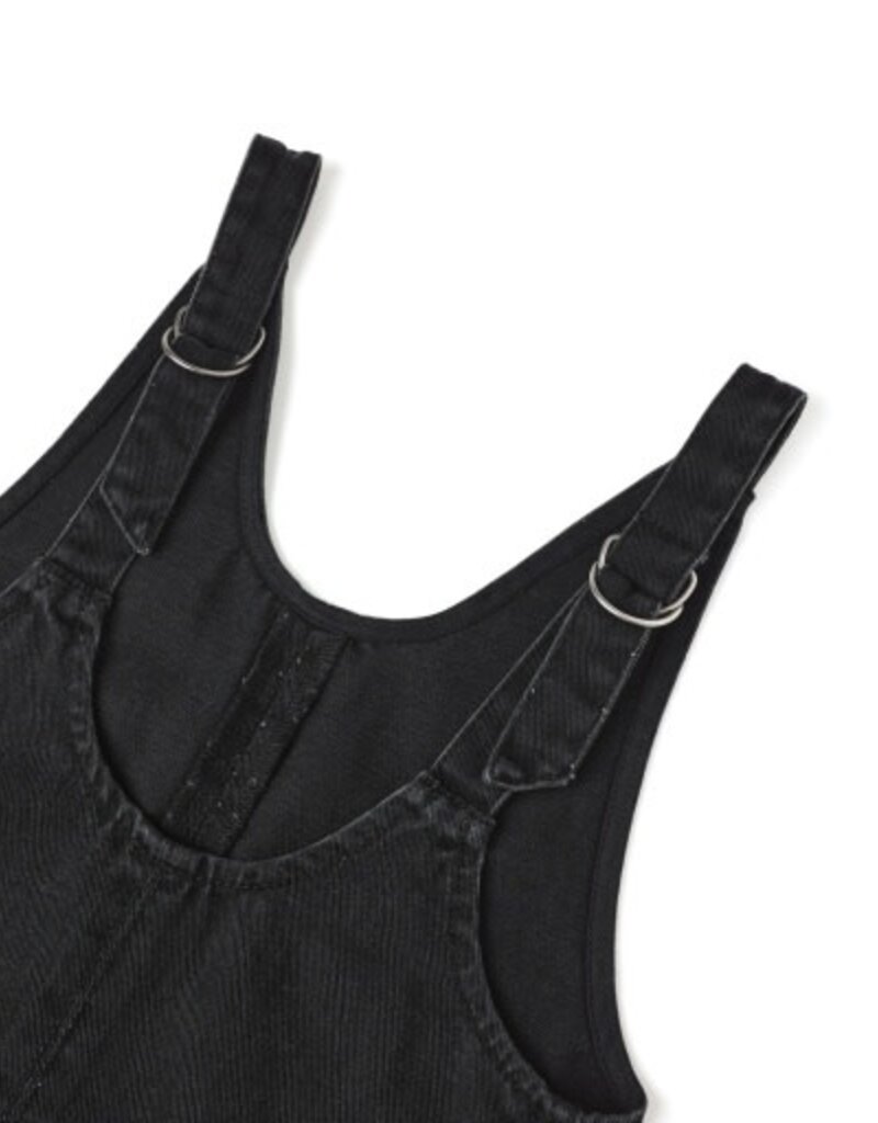 Rylee + Cru Inc. V-NECK OVERALL DRESS WASHED BLACK