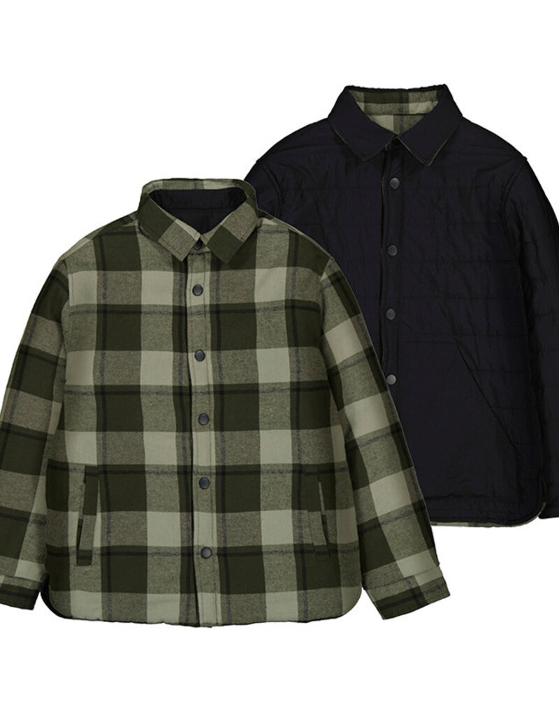 Mayoral Reversible Plaid Olive Shirt
