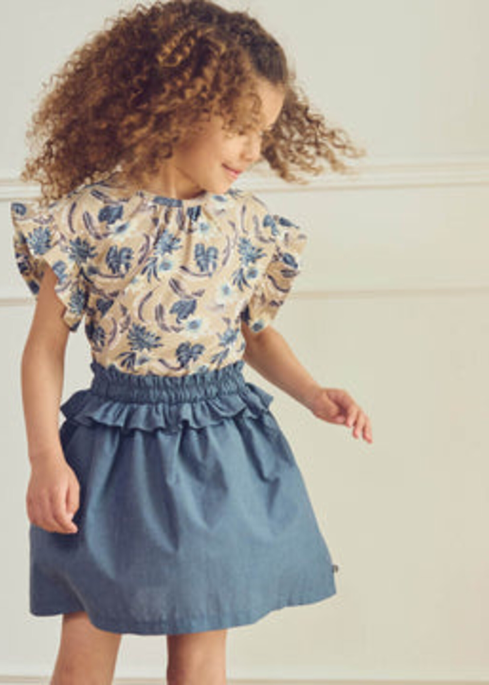 Lily Printed  Frill S/S Tee