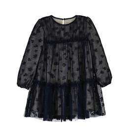 Mayoral Navy Tulle Printed Dress