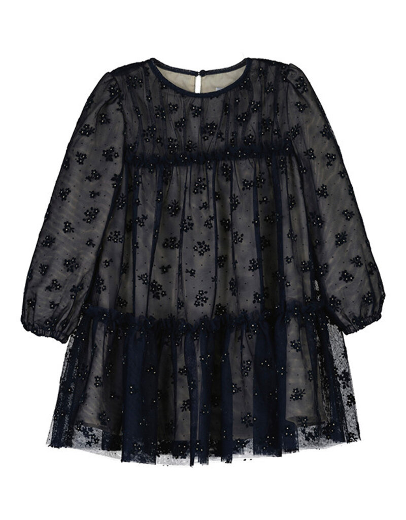 Mayoral Navy Tulle Printed Dress