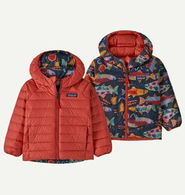 Patagonia Baby Reversible Down Sweater Hoody Salmon Energy Ink Black SEIN