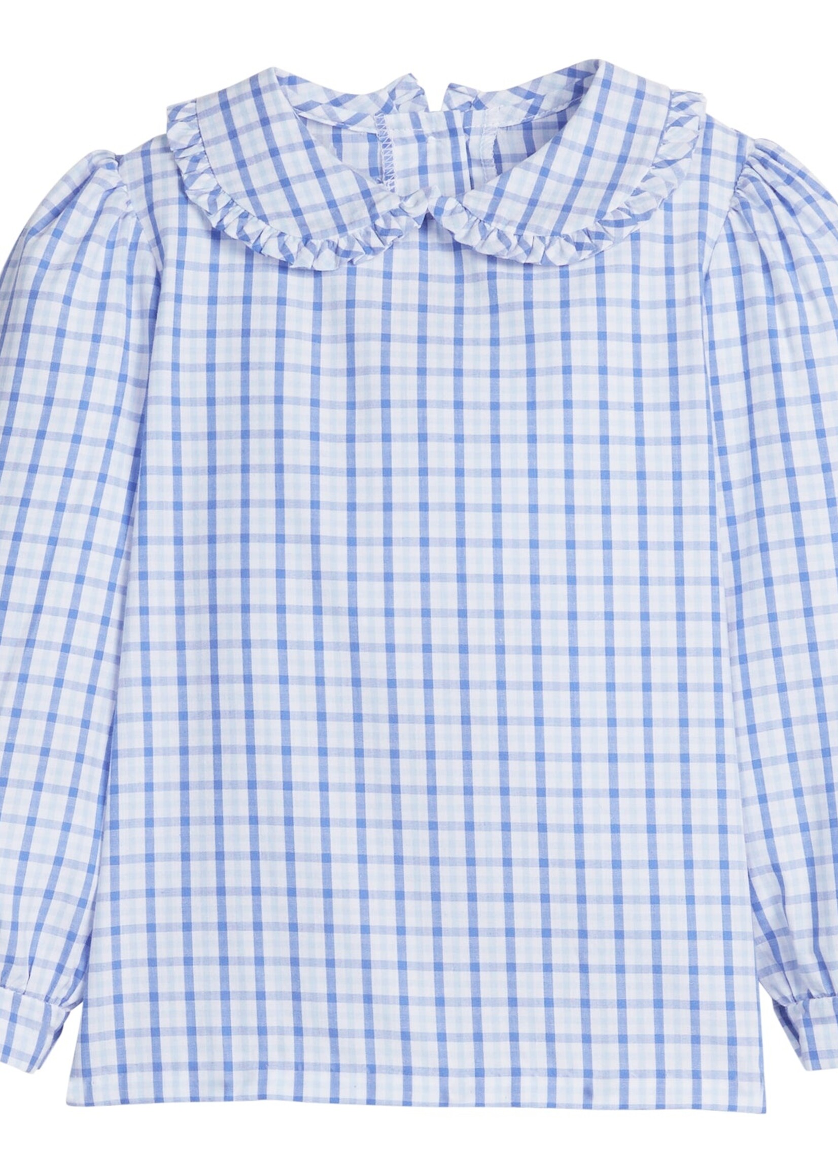 Little English Ruffled Peter Pan Blouse Woodberry Plaid
