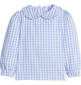 Little English Ruffled Peter Pan Blouse Woodberry Plaid
