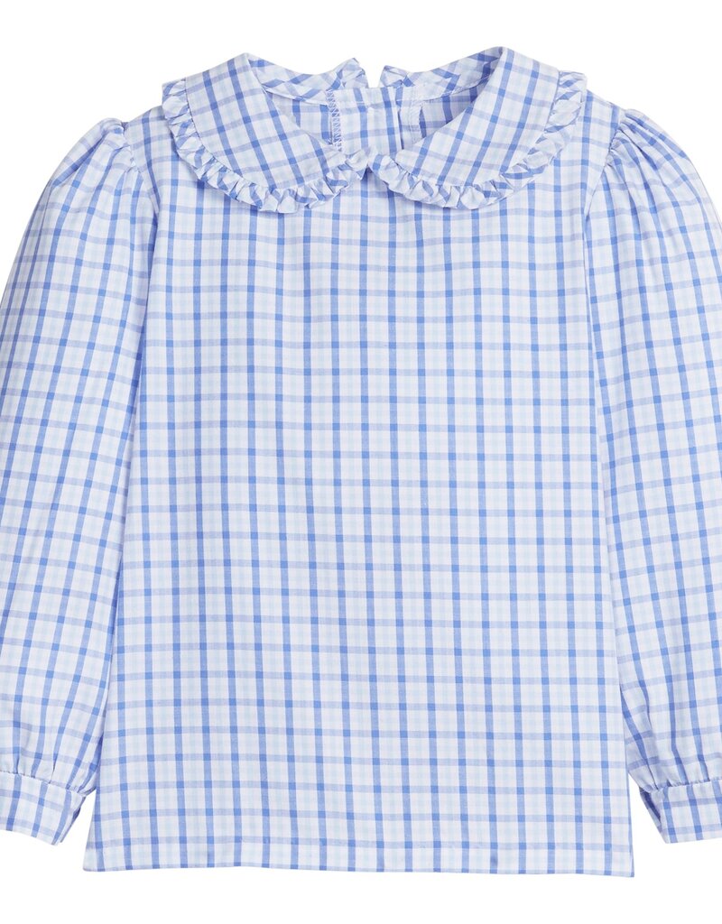 Little English Ruffled Peter Pan Blouse Woodberry Plaid