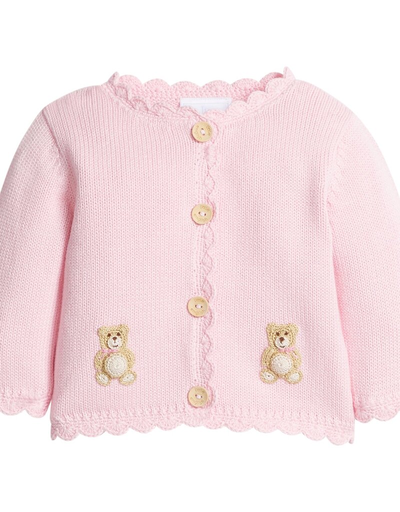 Little English Crochet Cardigan Pink Teddy Bear