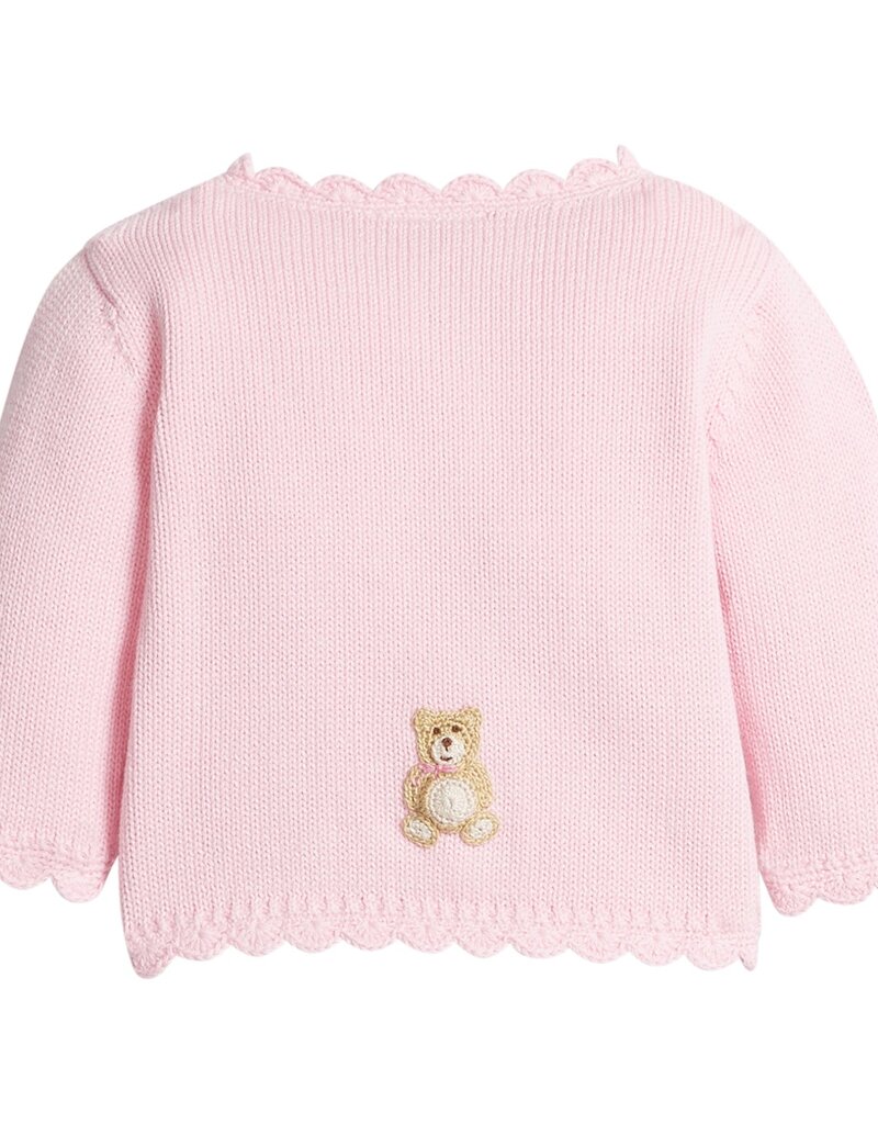 Little English Crochet Cardigan Pink Teddy Bear